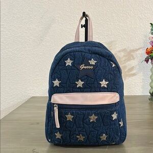 Guess Blue and Gold Star Backpack Vintage